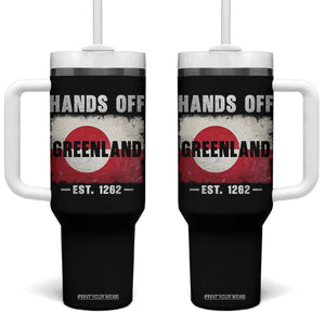 Hands Off Greenland Tumbler With Handle Greenland EST 1262 Political Protest TS11 One Size: 40 oz Black Print Your Wear