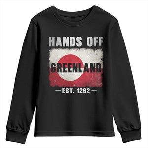 Hands Off Greenland Youth Sweatshirt Greenland EST 1262 Political Protest TS11 Black Print Your Wear