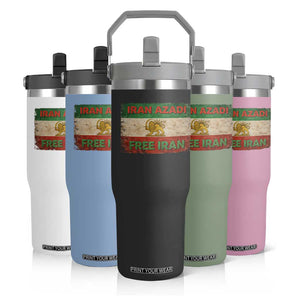 Iran Azadi Lion Sun Sword Flag Free Iran Revolution Flip Straw Tumbler TS11 Print Your Wear