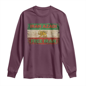 Iran Azadi Lion Sun Sword Flag Free Iran Revolution Long Sleeve Shirt TS11 Maroon Print Your Wear