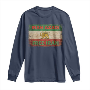 Iran Azadi Lion Sun Sword Flag Free Iran Revolution Long Sleeve Shirt TS11 Navy Print Your Wear
