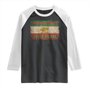 Iran Azadi Lion Sun Sword Flag Free Iran Revolution Raglan Shirt TS11 Black White Print Your Wear