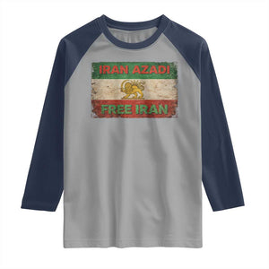 Iran Azadi Lion Sun Sword Flag Free Iran Revolution Raglan Shirt TS11 Sport Gray Navy Print Your Wear