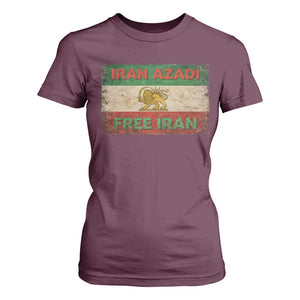 Iran Azadi Lion Sun Sword Flag Free Iran Revolution T Shirt For Women TS11 Maroon Print Your Wear
