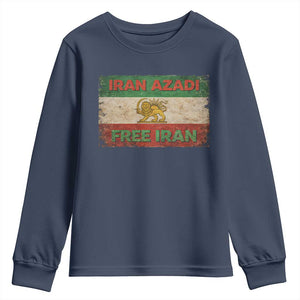 Iran Azadi Lion Sun Sword Flag Free Iran Revolution Youth Sweatshirt TS11 Navy Print Your Wear