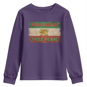 Iran Azadi Lion Sun Sword Flag Free Iran Revolution Youth Sweatshirt TS11 Purple Print Your Wear