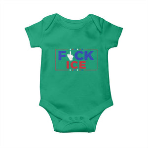 Funny Fck Ice Baby Onesie Immigration Activist Anti Deportation Middle Finger Graphic TS11 Irish Green Print Your Wear