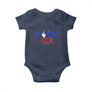 Funny Fck Ice Baby Onesie Immigration Activist Anti Deportation Middle Finger Graphic TS11 Navy Print Your Wear