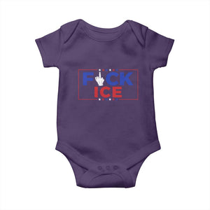 Funny Fck Ice Baby Onesie Immigration Activist Anti Deportation Middle Finger Graphic TS11 Purple Print Your Wear