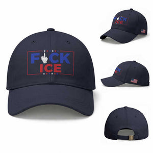 Funny Fck Ice Baseball Cap Immigration Activist Anti Deportation Middle Finger Graphic TS11 Baseball Cap Universal Fit Navy Print Your Wear