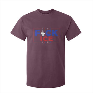 Funny Fck Ice T Shirt For Kid Immigration Activist Anti Deportation Middle Finger Graphic TS11 Maroon Print Your Wear