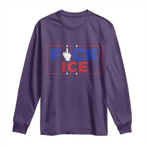 Funny Fck Ice Long Sleeve Shirt Immigration Activist Anti Deportation Middle Finger Graphic TS11 Purple Print Your Wear