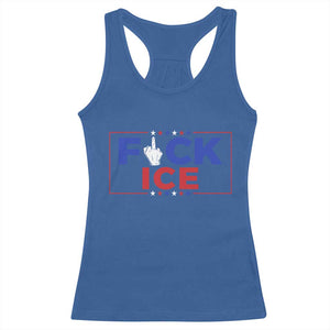 Funny Fck Ice Racerback Tank Top Immigration Activist Anti Deportation Middle Finger Graphic TS11 Royal Blue Print Your Wear