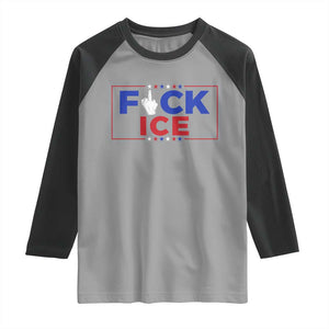 Funny Fck Ice Raglan Shirt Immigration Activist Anti Deportation Middle Finger Graphic TS11 Sport Gray Black Print Your Wear