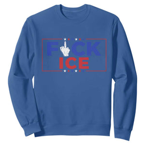 Funny Fck Ice Sweatshirt Immigration Activist Anti Deportation Middle Finger Graphic TS11 Royal Blue Print Your Wear