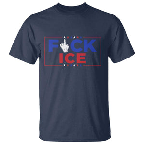 Funny Fck Ice T Shirt Immigration Activist Anti Deportation Middle Finger Graphic TS11 Navy Print Your Wear
