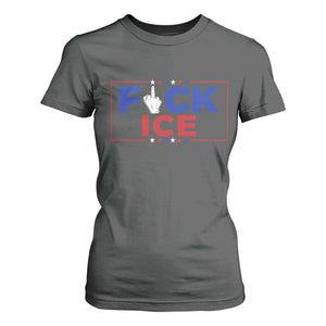 Funny Fck Ice T Shirt For Women Immigration Activist Anti Deportation Middle Finger Graphic TS11 Dark Heather Print Your Wear