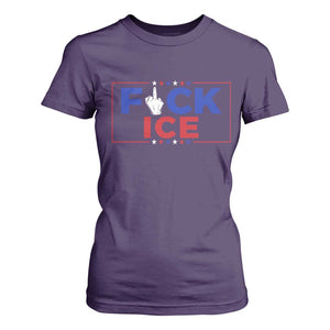 Funny Fck Ice T Shirt For Women Immigration Activist Anti Deportation Middle Finger Graphic TS11 Purple Print Your Wear
