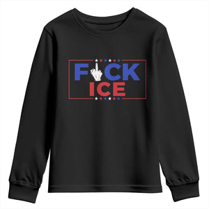 Funny Fck Ice Youth Sweatshirt Immigration Activist Anti Deportation Middle Finger Graphic TS11 Black Print Your Wear