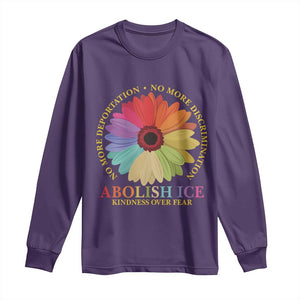 Abolish Ice Long Sleeve Shirt No More Deportation No More Discrimmination Kindness Over Fear TS11 Purple Print Your Wear
