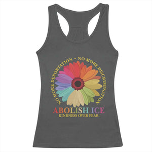 Abolish Ice Racerback Tank Top No More Deportation No More Discrimmination Kindness Over Fear TS11 Dark Heather Print Your Wear