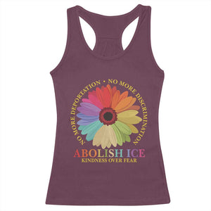 Abolish Ice Racerback Tank Top No More Deportation No More Discrimmination Kindness Over Fear TS11 Maroon Print Your Wear