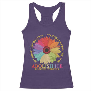 Abolish Ice Racerback Tank Top No More Deportation No More Discrimmination Kindness Over Fear TS11 Purple Print Your Wear