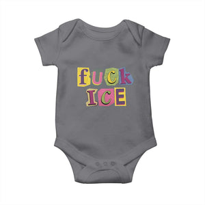 Fck Ice Baby Onesie Immigration Activist Magazine Cutout Paper Graphic TS11 Charcoal Print Your Wear