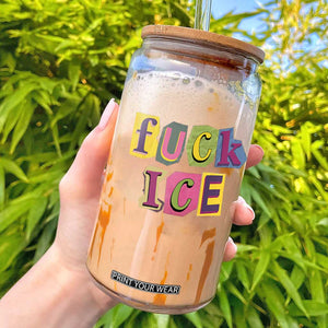 Fck Ice Glass Can Immigration Activist Magazine Cutout Paper Graphic TS11 Black Print Your Wear