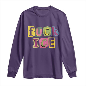 Fck Ice Long Sleeve Shirt Immigration Activist Magazine Cutout Paper Graphic TS11 Purple Print Your Wear