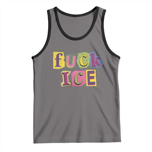 Fck Ice Tank Top Immigration Activist Magazine Cutout Paper Graphic TS11 Deep Heather Black Print Your Wear