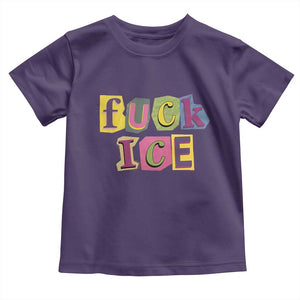 Fck Ice Toddler T Shirt Immigration Activist Magazine Cutout Paper Graphic TS11 Purple Print Your Wear