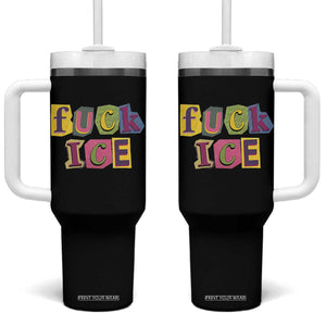 Fck Ice Tumbler With Handle Immigration Activist Magazine Cutout Paper Graphic TS11 One Size: 40 oz Black Print Your Wear