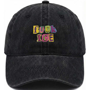 Fck Ice Washed Cotton Baseball Cap Immigration Activist Magazine Cutout Paper Graphic TS11 Print Your Wear