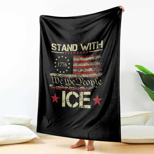 Stand With Ice Throw Blanket Immigration Officers American Flag Border Patrol TS11 Print Your Wear