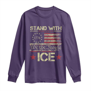 Stand With Ice Long Sleeve Shirt Immigration Officers American Flag Border Patrol TS11 Purple Print Your Wear