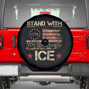 Stand With Ice Spare Tire Cover Immigration Officers American Flag Border Patrol TS11 Black Print Your Wear
