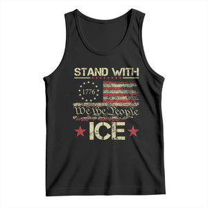 Stand With Ice Tank Top Immigration Officers American Flag Border Patrol TS11 Black Print Your Wear