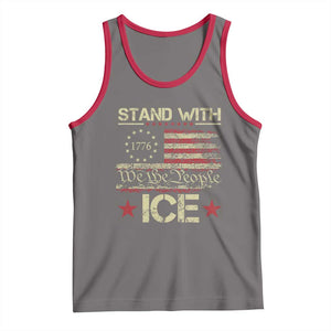 Stand With Ice Tank Top Immigration Officers American Flag Border Patrol TS11 Deep Heather Red Print Your Wear