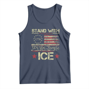 Stand With Ice Tank Top Immigration Officers American Flag Border Patrol TS11 Navy Print Your Wear