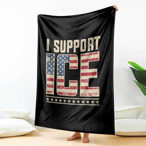 I Support ICE Throw Blanket Immigration Officers Vintage American Flag TS11 Print Your Wear
