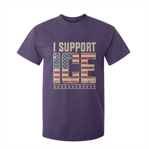 I Support ICE T Shirt For Kid Immigration Officers Vintage American Flag TS11 Purple Print Your Wear