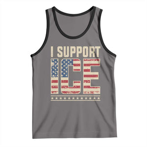 I Support ICE Tank Top Immigration Officers Vintage American Flag TS11 Deep Heather Black Print Your Wear