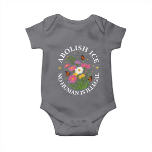 Abolish Ice No Human Is Illegal Baby Onesie Immigration Rights Protest TS11 Charcoal Print Your Wear