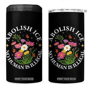 Abolish Ice No Human Is Illegal 4 in 1 Can Cooler Tumbler Immigration Rights Protest TS11 One Size: 16 oz Black Print Your Wear