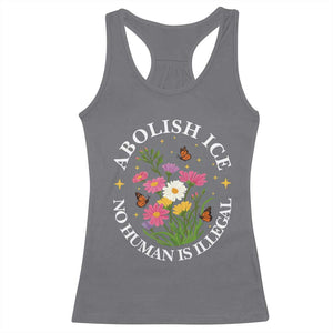 Abolish Ice No Human Is Illegal Racerback Tank Top Immigration Rights Protest TS11 Charcoal Print Your Wear