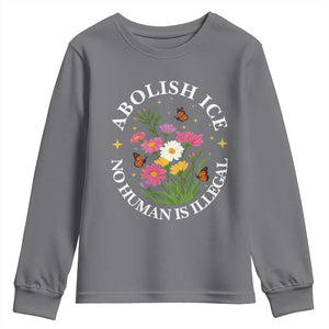 Abolish Ice No Human Is Illegal Youth Sweatshirt Immigration Rights Protest TS11 Charcoal Print Your Wear