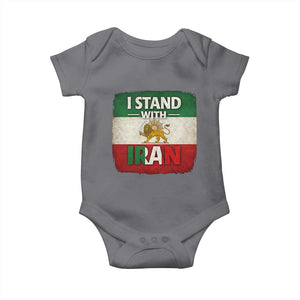 I Stand With Iran Baby Onesie Free Iran Support Persian Lion Flag TS11 Charcoal Print Your Wear