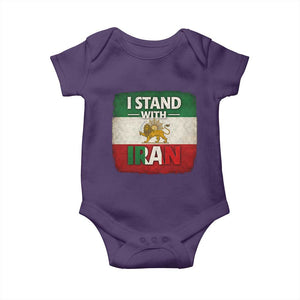 I Stand With Iran Baby Onesie Free Iran Support Persian Lion Flag TS11 Purple Print Your Wear