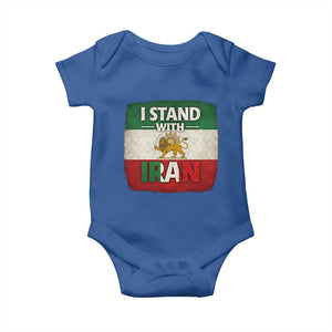 I Stand With Iran Baby Onesie Free Iran Support Persian Lion Flag TS11 Royal Blue Print Your Wear